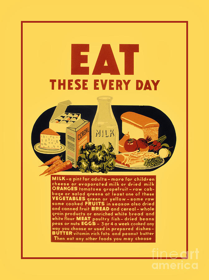 Vintage Digital Art - Eat healthy food retro vintage school by Heidi De Leeuw