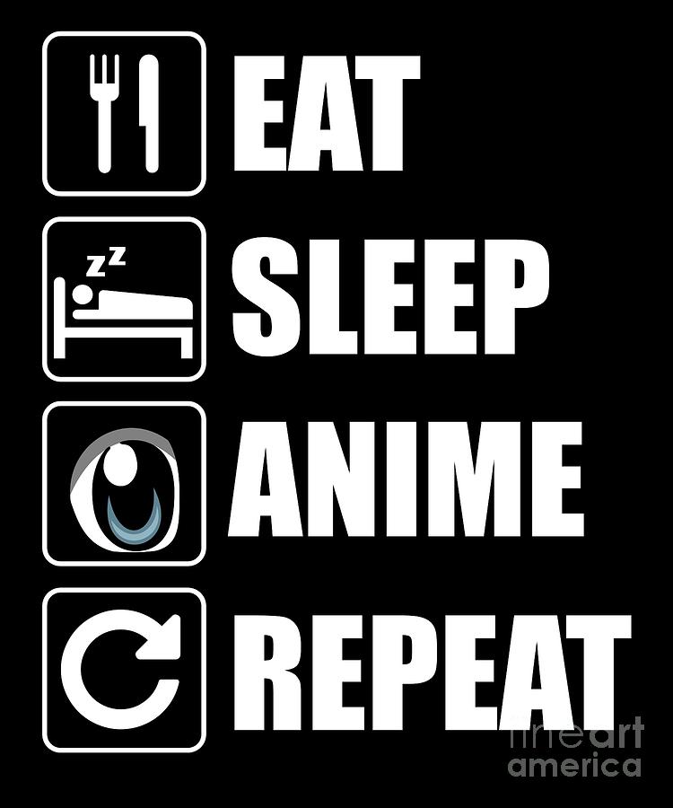 18x18 InGENIUS Eat Sleep Anime Repeat Japanese Gifts Eat Sleep Repeat Japanese Kanji Design Manga Animation Throw Pillow Multicolor