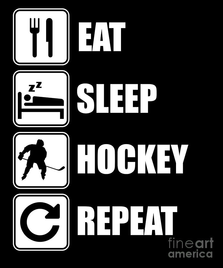 Eat Sleep Hockey Repeat Ice Hockey Field Hockey Cute Funny