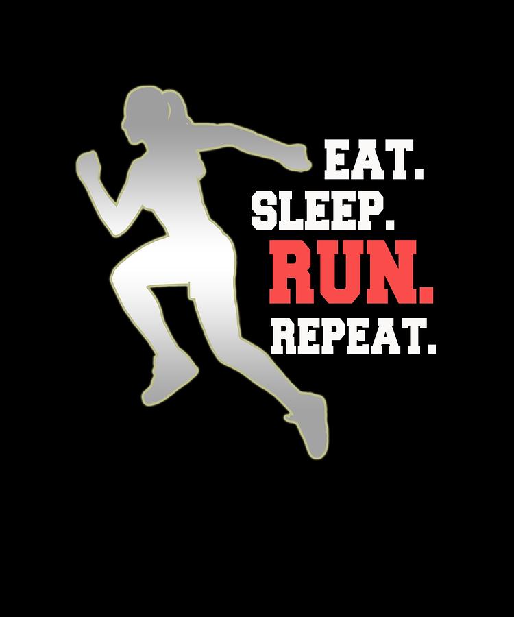 Repeat Throw Pillow 16x16 Running and Jogging Marathon Eat Sleep Multicolor Run