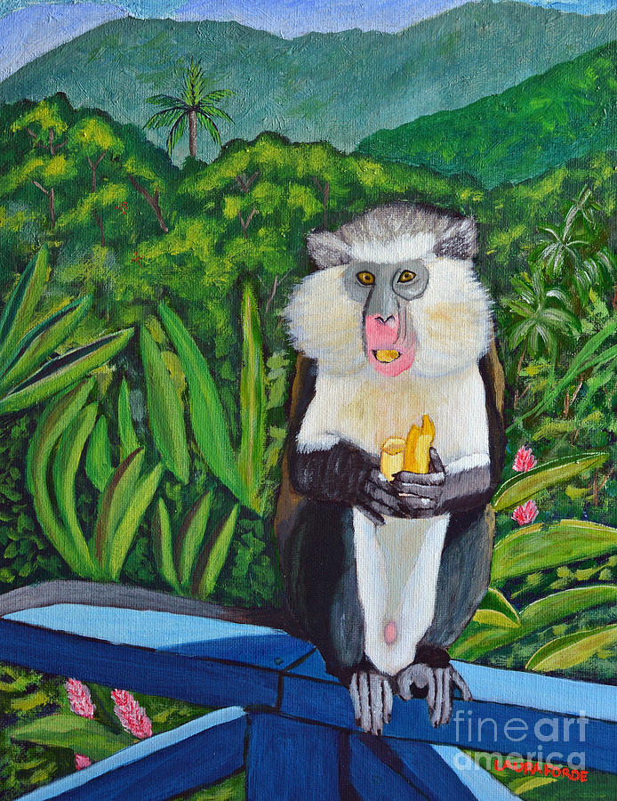 Eating a banana Painting by Laura Forde