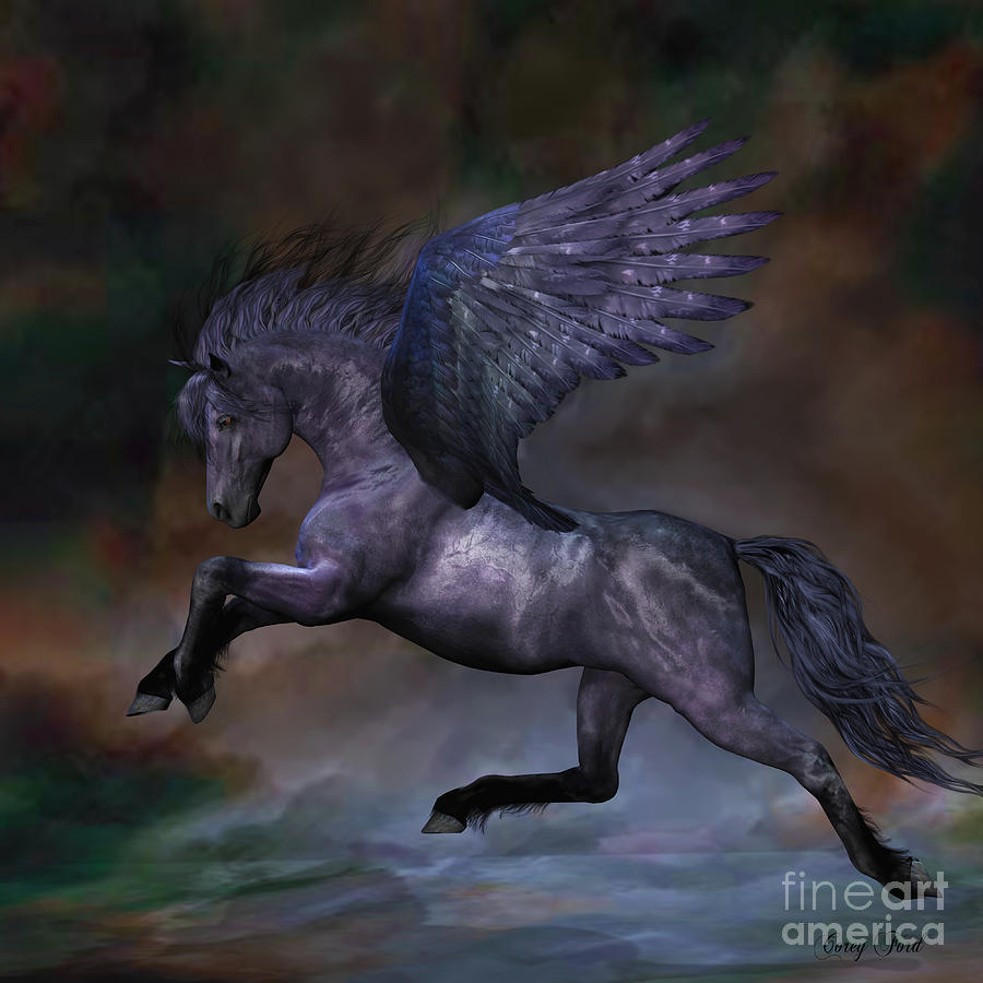 Pegasus Painting - Ebony by Corey Ford