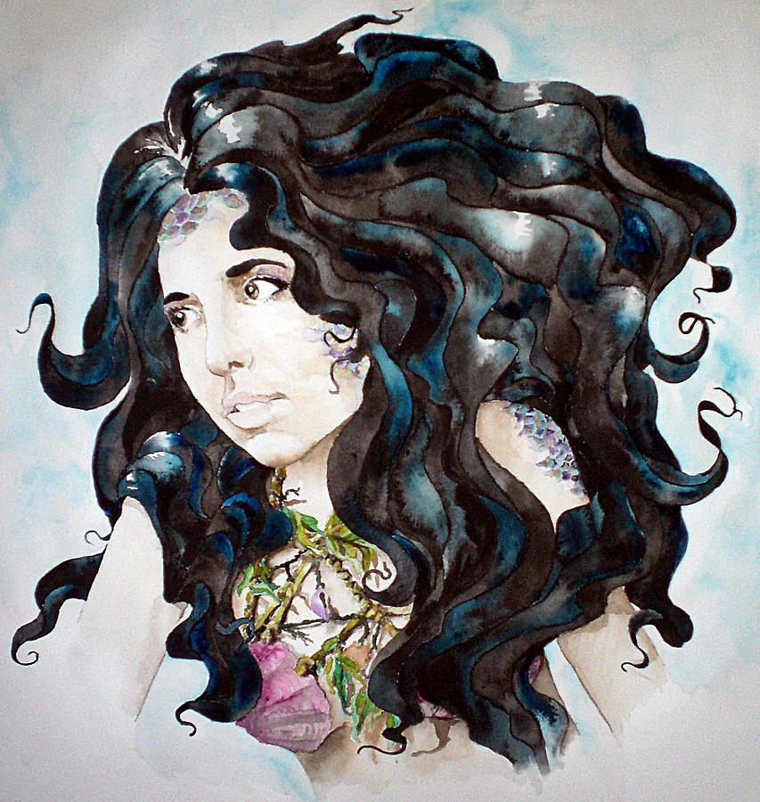 Mermaid Painting - Ebony Mermaid by Theresa Higby Mermaid Painting - Ebony Mermaid by Theresa Higby