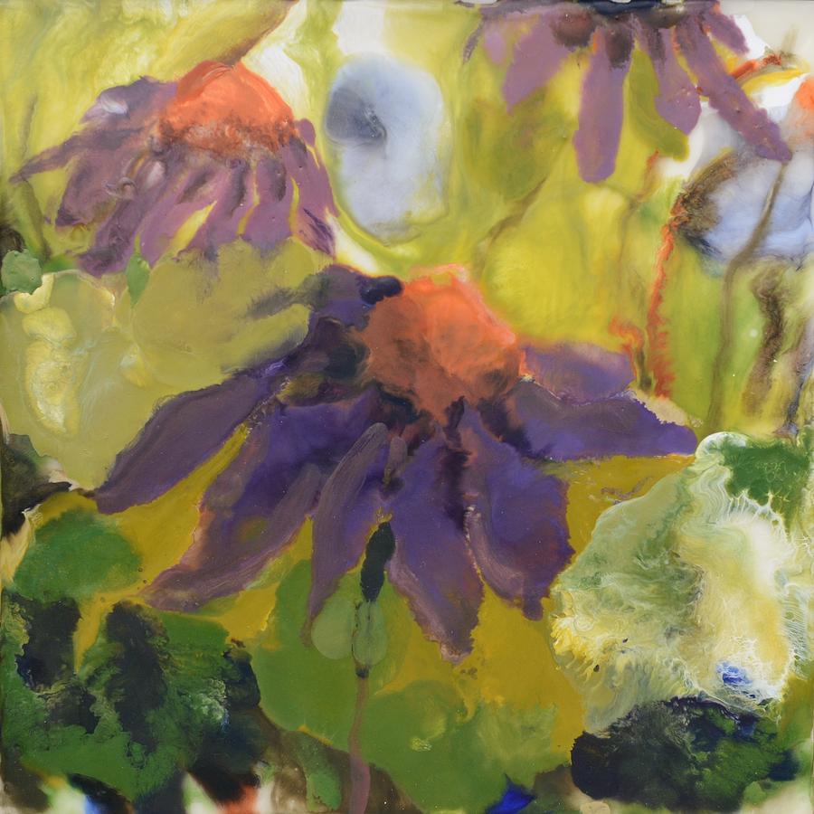 Flower Painting - Echinacea Encaustic Painting by Donna Tuten