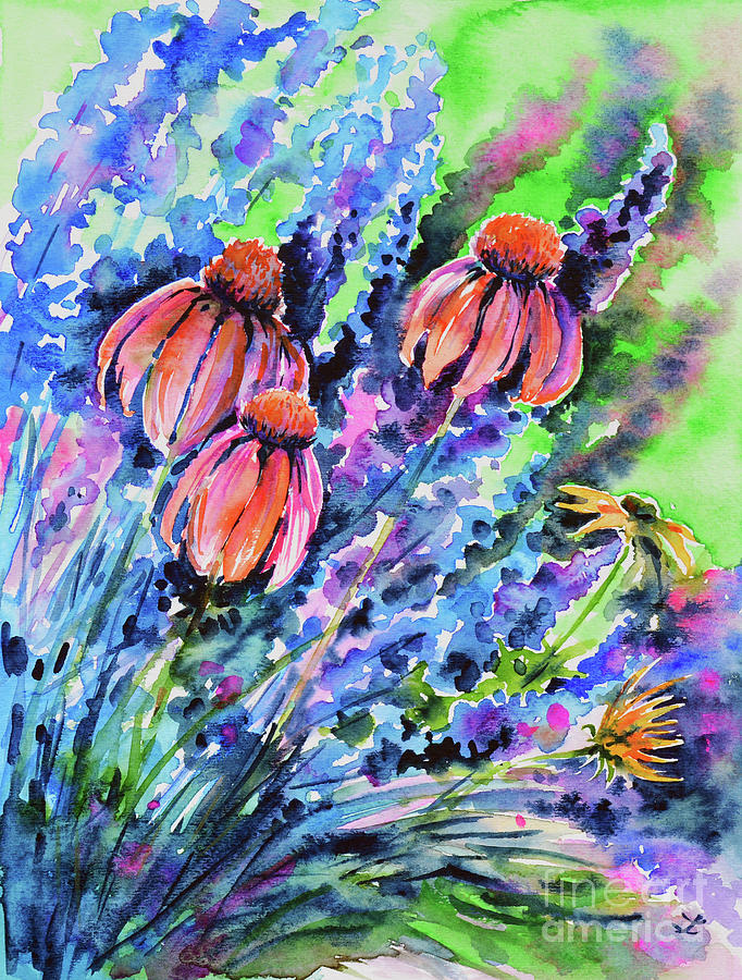 Echinacea Painting by Zaira Dzhaubaeva