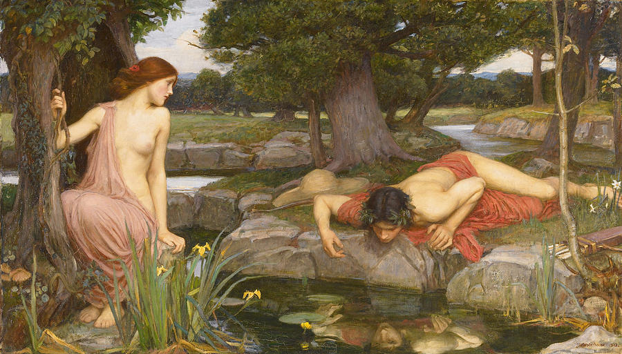 Vintage Painting - Echo And Narcissus 1903 by John William Waterhouse