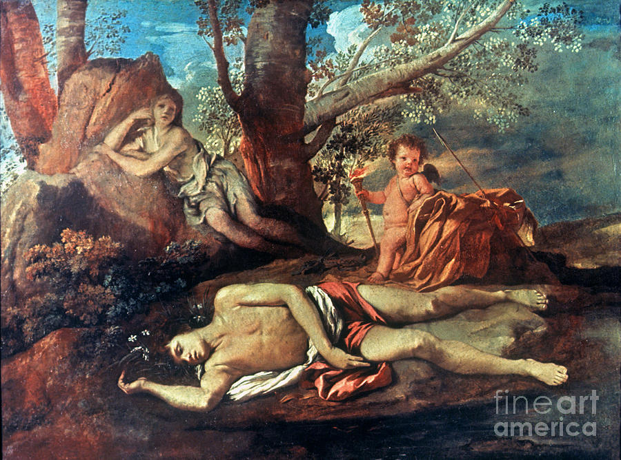 1630 Painting - Echo And Narcissus by Granger