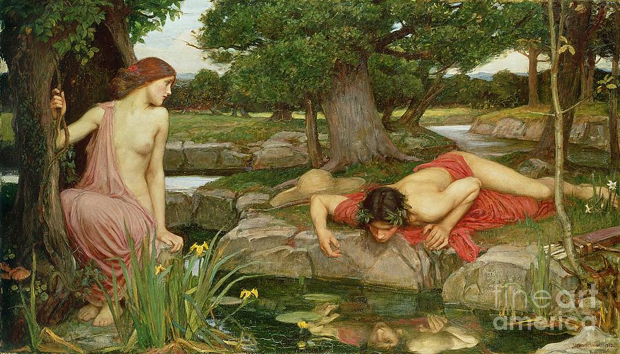 John William Waterhouse Painting - Echo and Narcissus by John William Waterhouse