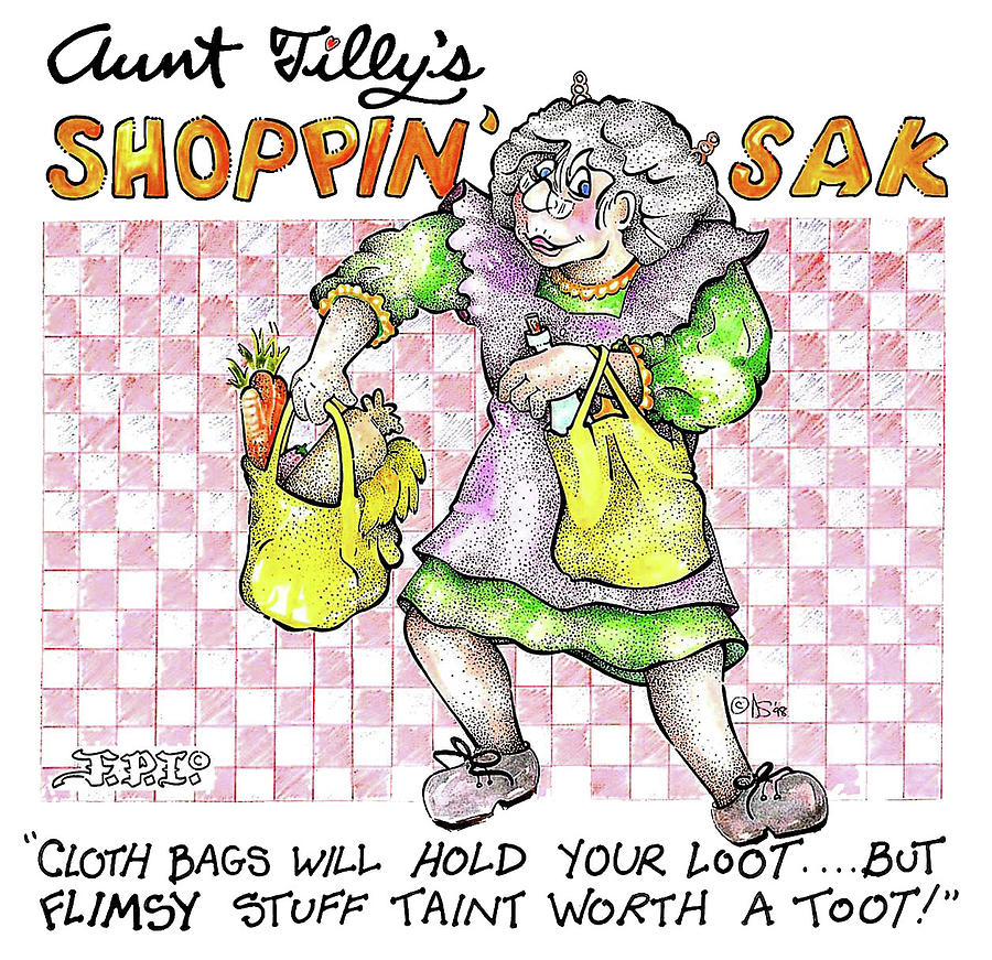 Tillys Shoppin Sak Painting by Dawn Sperry
