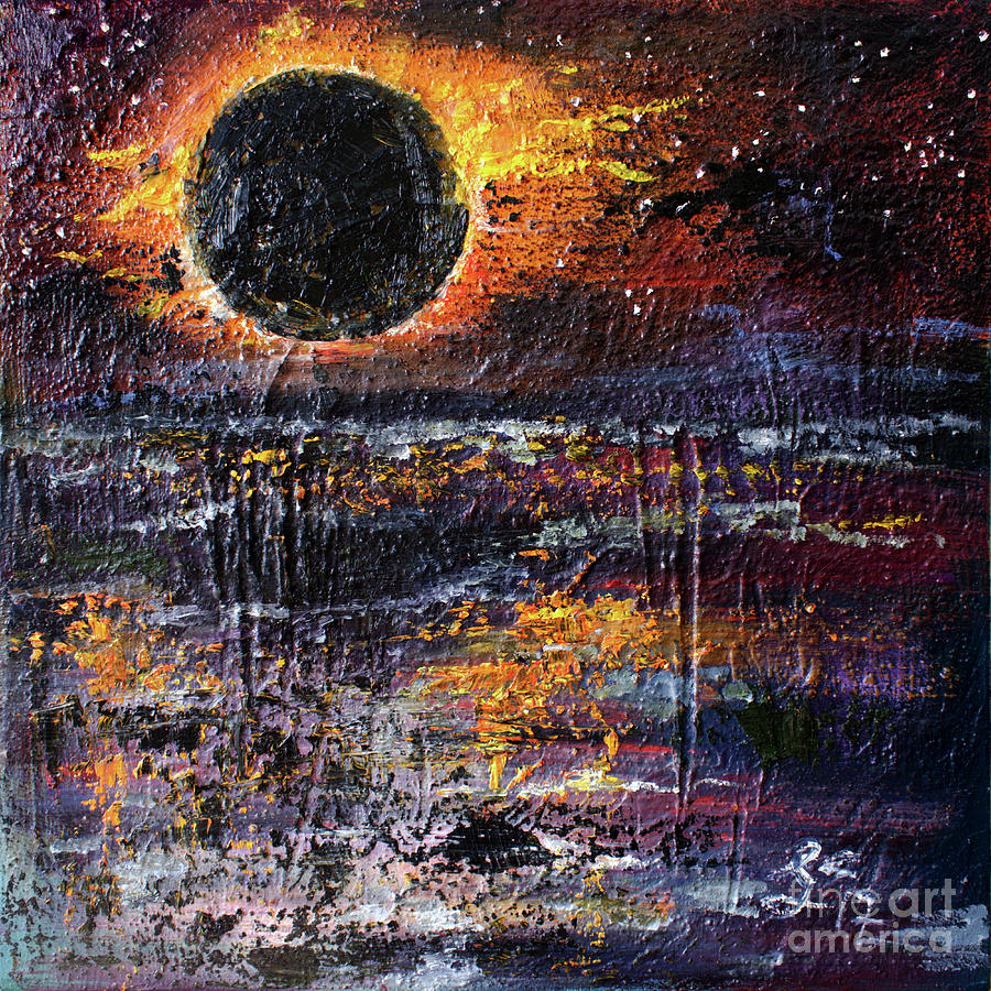 Eclipse in the garden of good and evil Painting by Ginette Callaway