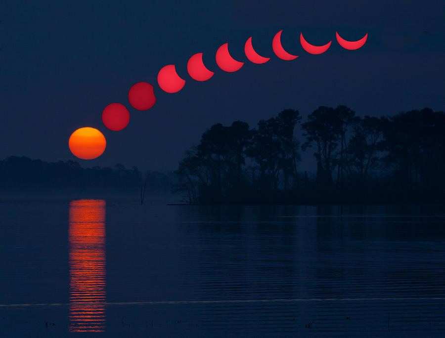Eclipse Progression Photograph by Linda Unger