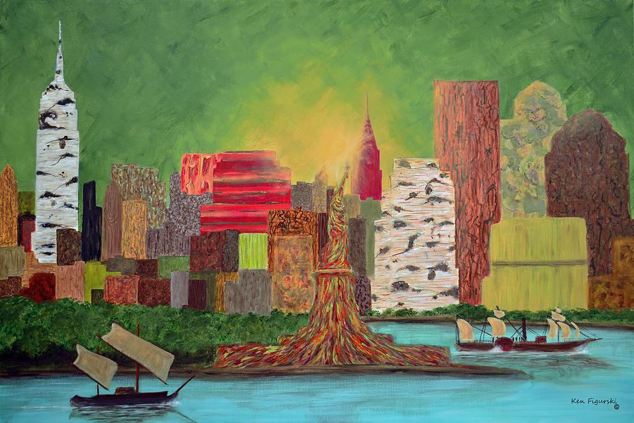 Eco Manhattan Painting by Ken Figurski