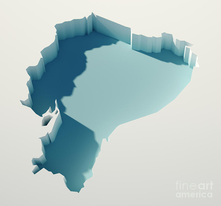 Map Digital Art - Ecuador Simple Intrusion Map 3D Render by Frank Ramspott