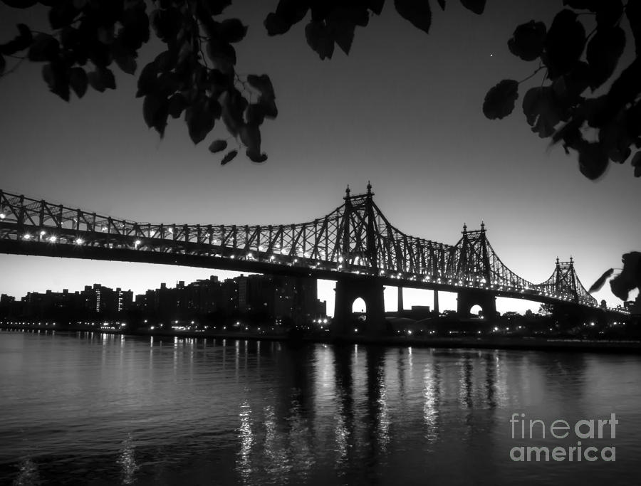 Ed Koch Queensboro Bridge Horizontal - BW Photograph by James Aiken