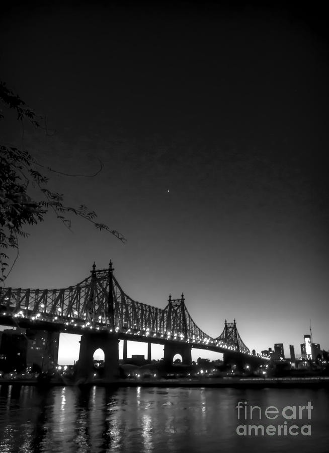 Ed Koch Queensboro Bridge Vertical - BW Photograph by James Aiken