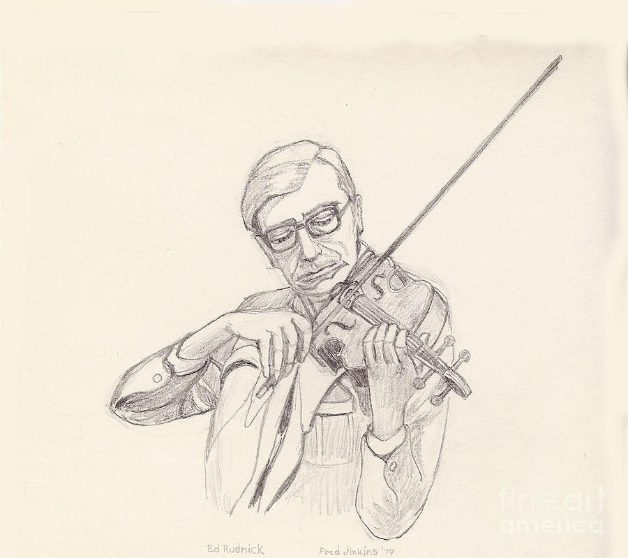 Movie Drawing - Ed Rudnick - Violin by Fred Jinkins