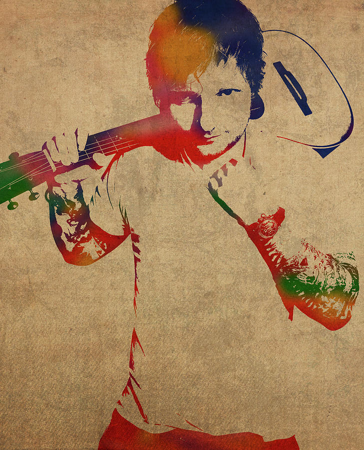 Ed Sheeran Mixed Media - Ed Sheeran Watercolor Portrait by Design Turnpike