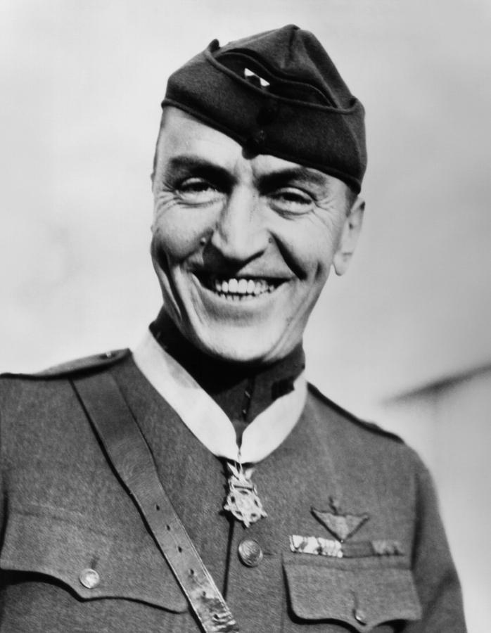 Portrait Photograph - Eddie Rickenbacker Wearing The Medal Of Honor  by War Is Hell Store