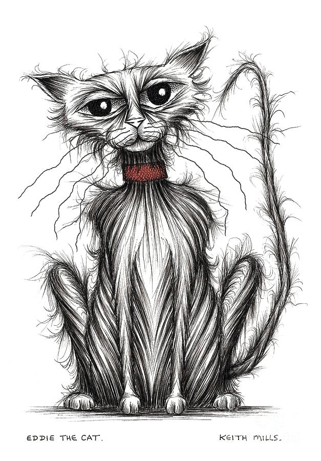 Eddie the cat Drawing by Keith Mills