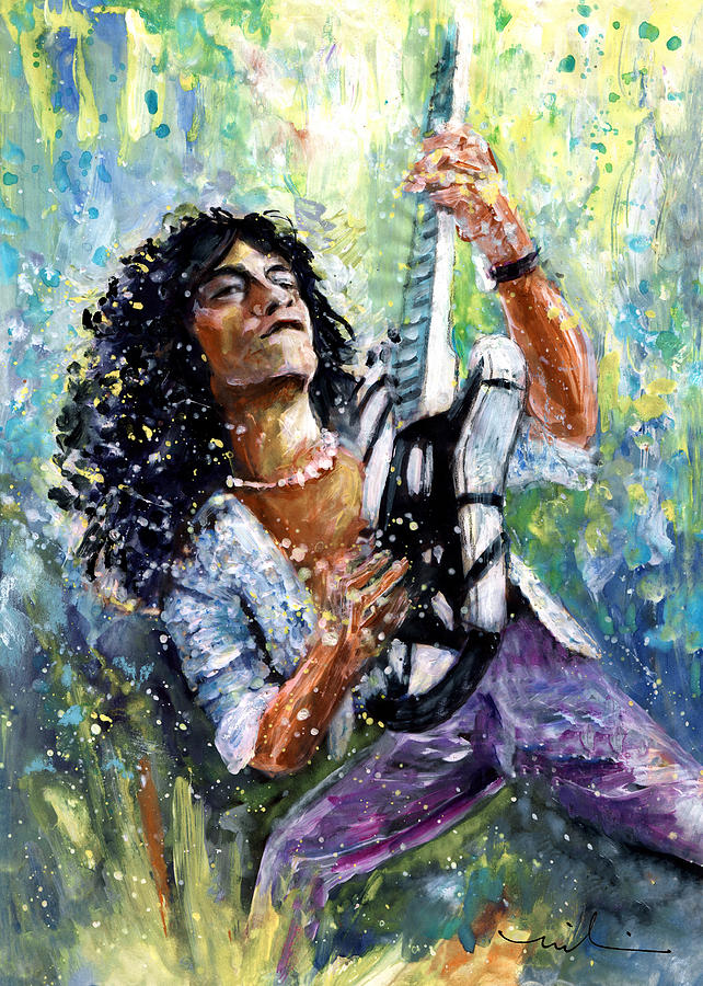 Eddie Van Halen Painting by Miki De Goodaboom