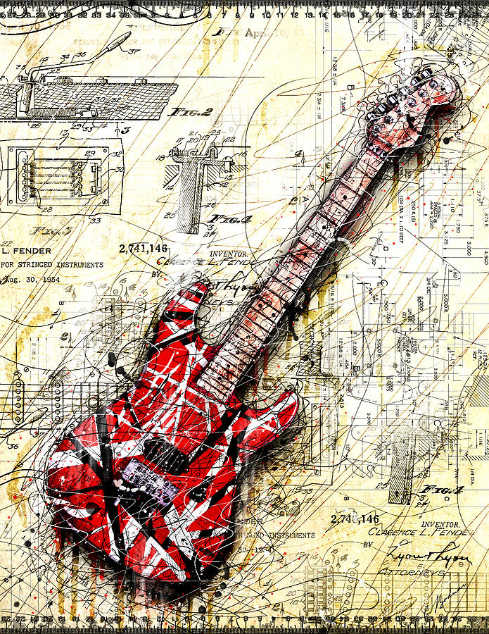 Van Halen Digital Art - Eddies Guitar 3 by Gary Bodnar