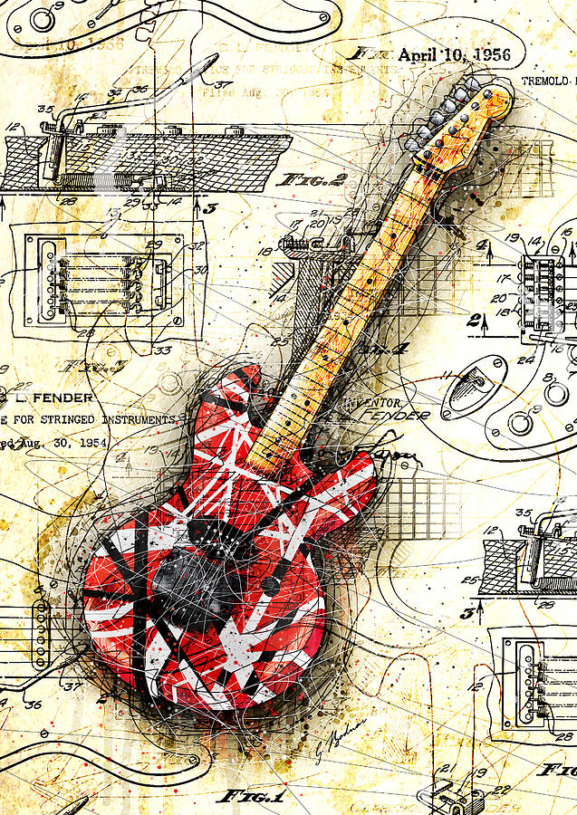 Van Halen Digital Art - Eddies Guitar II by Gary Bodnar