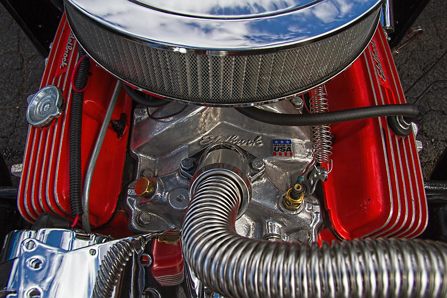 Car Photograph - Edelbrock Hot Rod Engine by Nick Gray