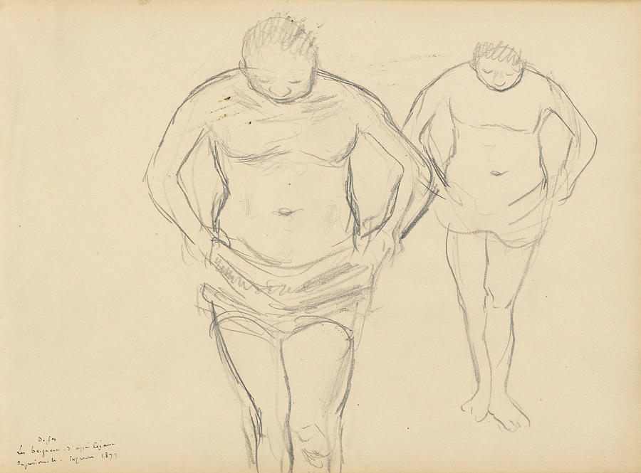 Impressionism Drawing - Copies of Cezannes Bathers by Edgar Degas