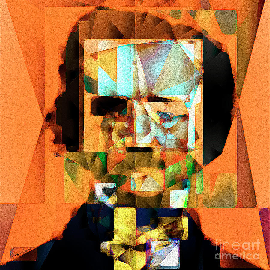 Edgar Allan Poe in Abstract Cubism 20170325 square Photograph by Wingsdomain Art and Photography