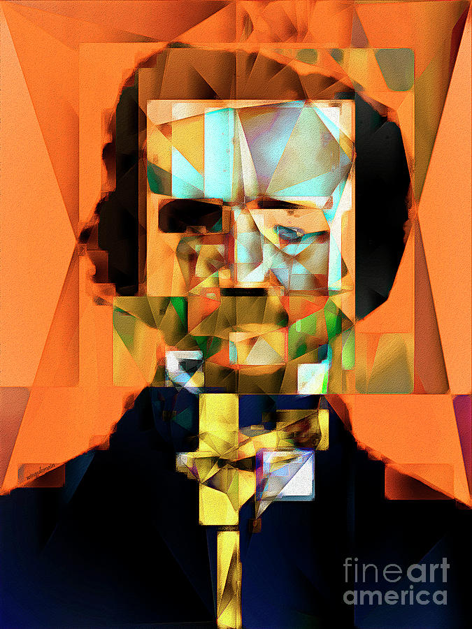 Edgar Allan Poe in Abstract Cubism 20170325 Photograph by Wingsdomain Art and Photography