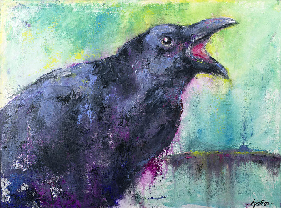 Bird Painting - Edgar Allen Crow by Brenda Peo