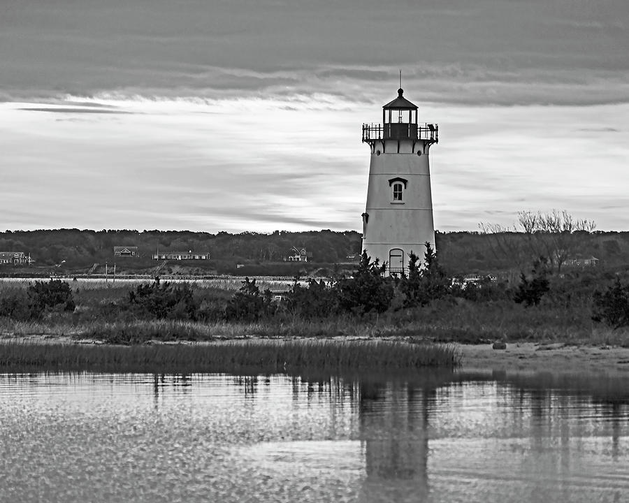 Lighthouse Photograph - Edgartown MA Lighthouse at Sunrise Marthas Vineyard Cape Cod Black and White by Toby McGuire