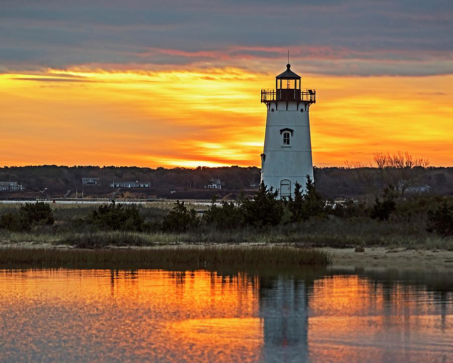 Edgartown MA Lighthouse at Sunrise Marthas Vineyard Cape Cod Photograph by Toby McGuire