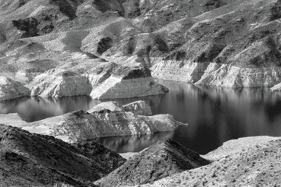 Edge of Lake Mead BW Photograph by Bonnie Follett