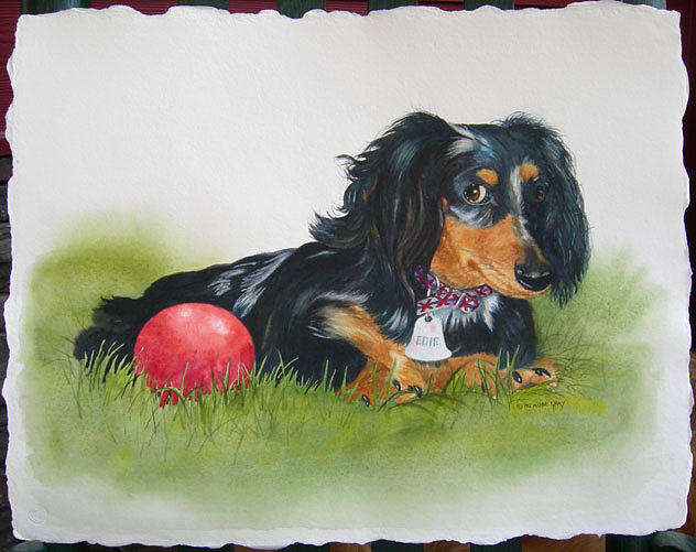 Animal Portrait Painting - Edie by Pat Aube Gray Animal Portrait Painting - Edie by Pat Aube Gray