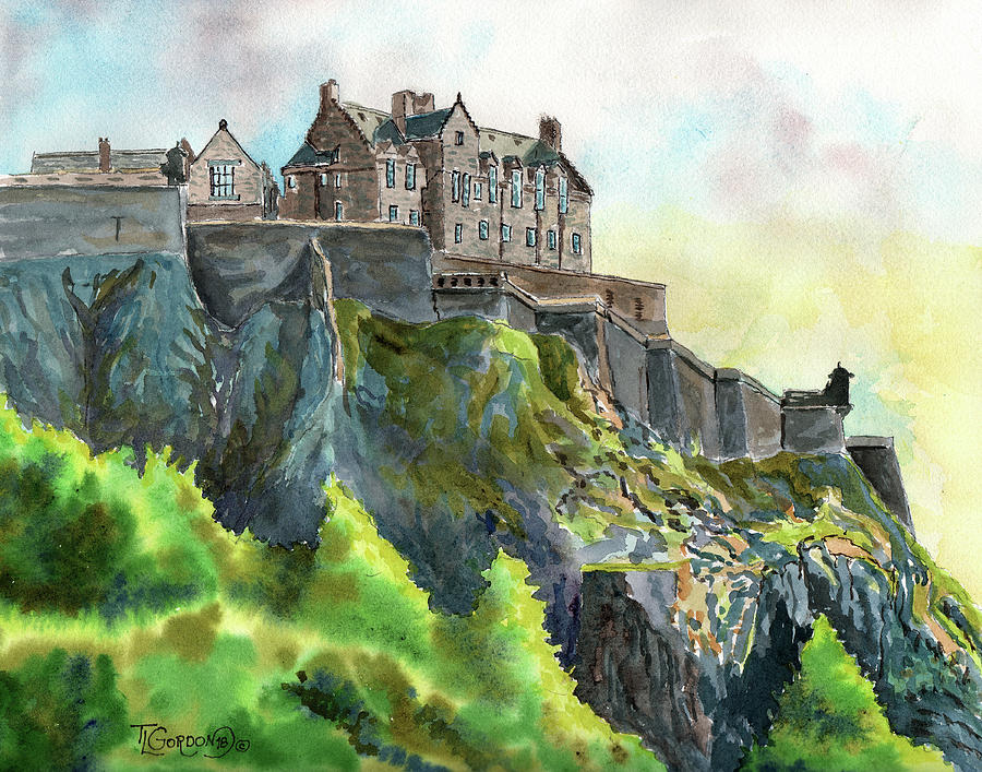 Edinburgh Castle from Princes Street Painting by Timithy L Gordon