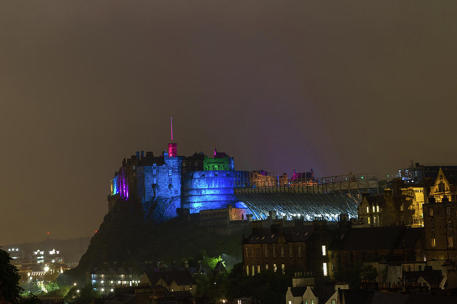 Architecture Photograph - Edinburgh Castle in Blue Green and Magenta by Iordanis Pallikaras