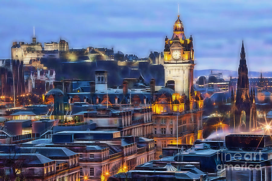 Edinburgh Scotland Skyline Mixed Media by Marvin Blaine