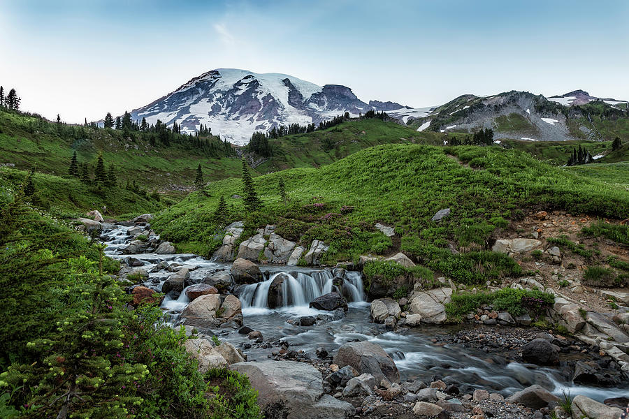Edith Creek and Mount Rainier Photograph by Belinda Greb