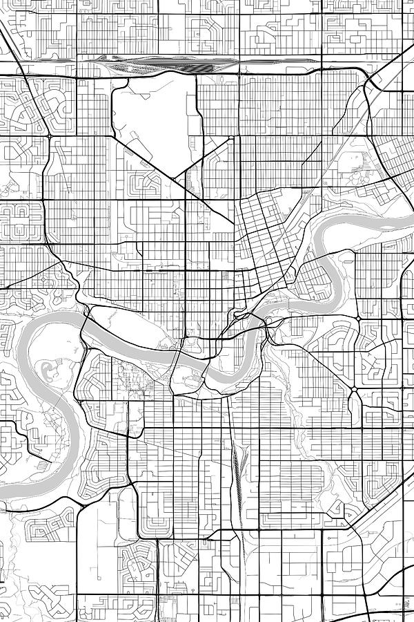 Edmonton Canada Light Map Digital Art by Jurq Studio - Fine Art America