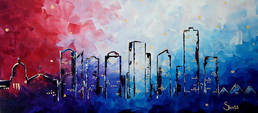 Edmonton City Skyline Painting by Shiela Gosselin