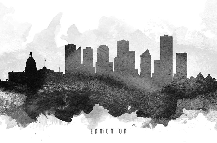 Skyline Painting - Edmonton Cityscape 11 by Aged Pixel