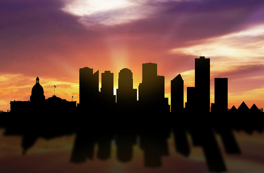 Edmonton Digital Art - Edmonton Skyline Sunset CAABED22 by Aged Pixel