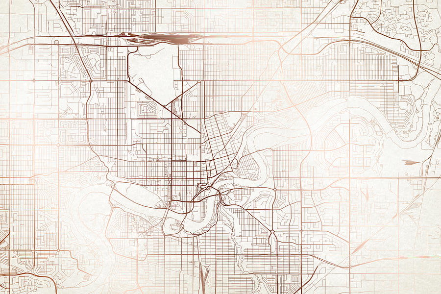 Edmonton Street Map Colorful Copper Modern Minimalist Digital Art by ...