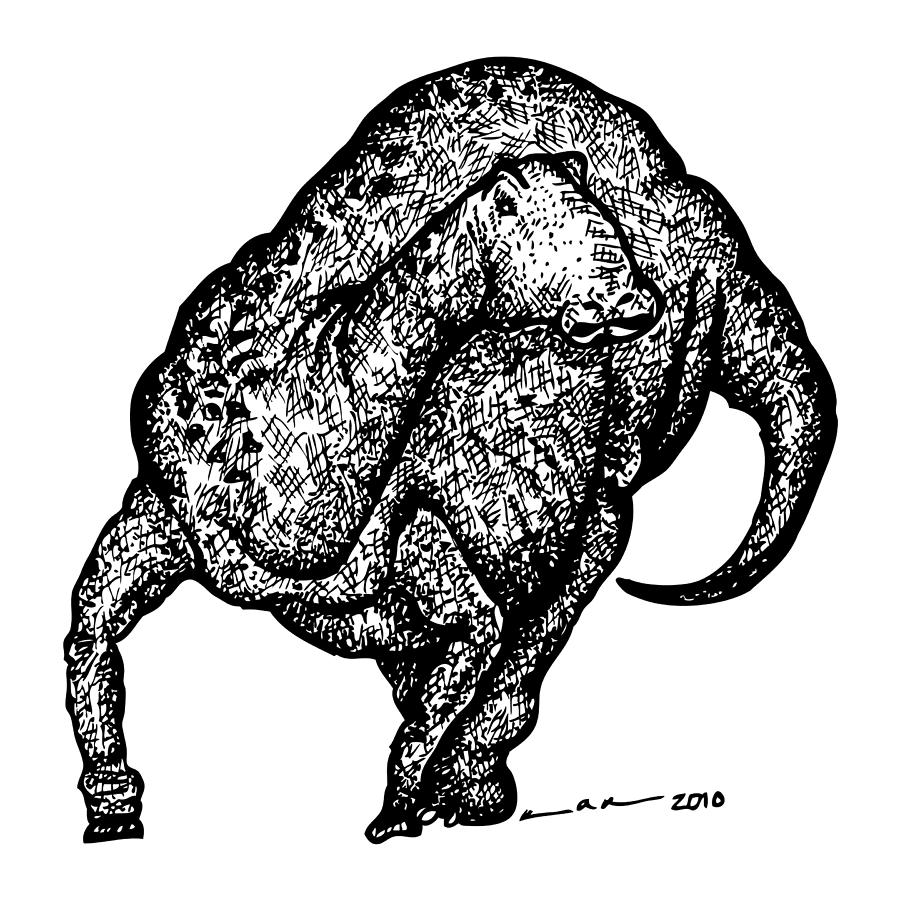 Dinosaur Drawing - Edmontosaurus Dinosaur by Karl Addison