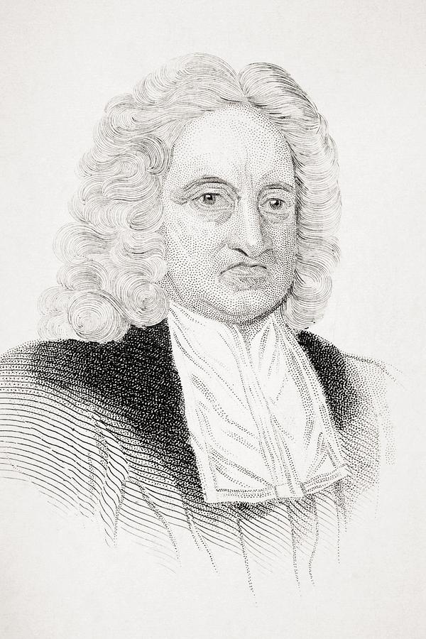 Black And White Drawing - Edmund Halley 1656 1742 English by Vintage Design Pics