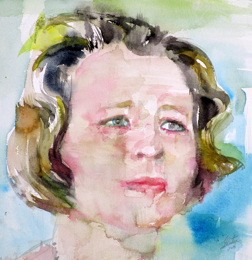 EDNA ST. VINCENT MILLAY - watercolor portrait Painting by Fabrizio Cassetta