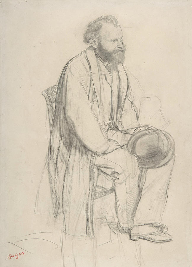 Edouard Manet, Seated, Holding His Hat Drawing by Edgar Degas