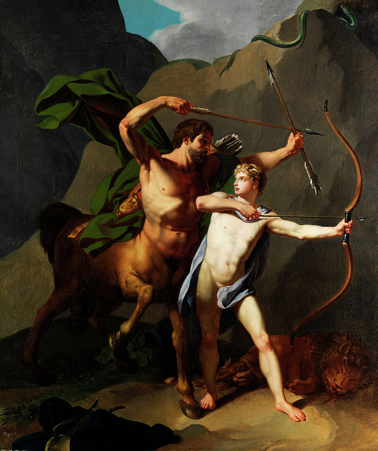 Greek Painting - Education of Achilles by the Centaur Chiron by Baptiste Regnault