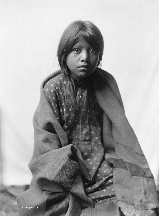 Halloween Painting - Edward S. Curtis, Taos girl, New Mexico, ca. 1905 by Celestial Images